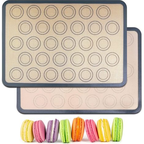 Lot de 2 Tapis de Cuisson en Silicone pour Macarons - Surface Antidérapante pour Pâtisserie Fine et Précise (1/4)