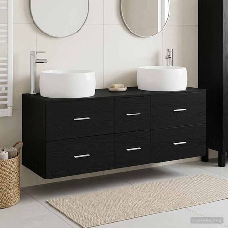 vidaXL Bathroom Furniture Set 3 pcs Black 49.5 x 44.5 x 66 cm (1/5)