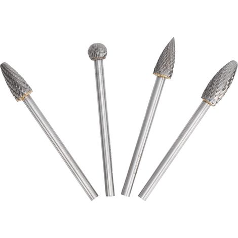 4-teiliges Set Rotationsfeilen, silberfarben, 6 mm Schaft, Wolframstahl, für Metallbearbeitungswerkzeuge (1/5)