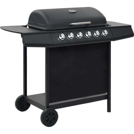 vidaXL Gasgrill mit 6 Kochzonen Schwarz