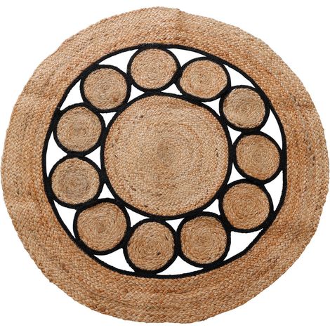 Tapis Boho en jute, rond, Ø 90 cm