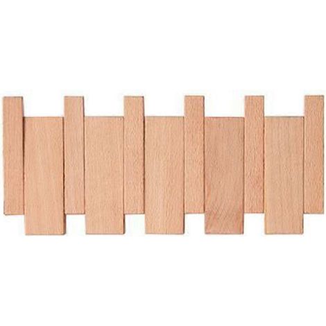 Porte-manteau mural en bois massif, crochet pour vêtements, patère de porte, porte-manteau décoratif, couleur bois, 4 crochets (1/5)