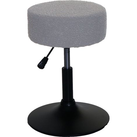 Sgabello/sgabello da trucco Ø 37 cm girevole regolabile in altezza in tessuto bouclé grigio chiaro e acciaio 040009937