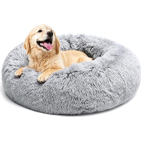 Lit pour chien moelleux, coussin pour chien rond - Lit pour animal domestique en forme de donut - Lit pour chat lavable avec fond antidérapant pour grands, moyens (1/5)