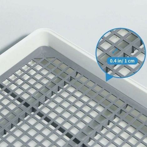 1 Bac à litière avec grille, plastique PP, 38,3x30,9x6,5 cm, pour rongeurs et lapins (1/4)