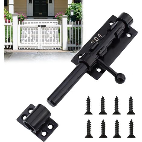 20cm Loquet Porte, Targette de Porte Inoxydable 304 Targette épais Avec Trou Cadenas, Verrou Porte Exterieur Interieure Loquet Convient aux jardins, garages, fenêtres, portes (1/5)