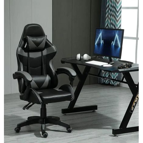 Manuzen - Chaise De Jeu Pivotante MCC Simili Cuir Avec Inclinaison (1/2)