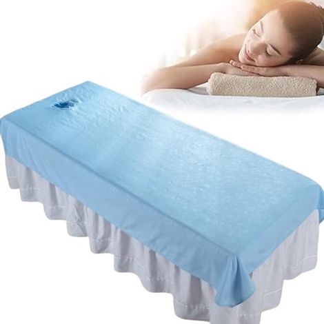 Lenzuolo da massaggio traforato, lavabile, morbido, con stampa a rose, adatto per spa, saloni di bellezza e hotel, 99 x 198 cm (blu). (1/5)