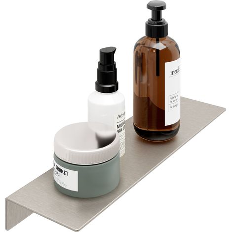 Schulte – Tablette de douche murale à coller 33 x 9,5 x 3,5 cm – Aluminium aspect inox – Charge maximale 3 kg – Installation facile avec ruban adhésif