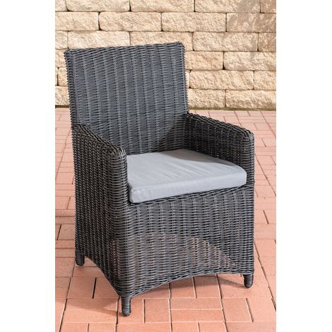 Polyrattan Gartenstuhl Fontana 5mm schwarz eisengrau (1/4)