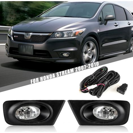 Kit Complet Feux Antibrouillard Avant Halogène pour Honda Stream 2007-2010 12V 55W 4300K, carénage ABS noir, faisceau électrique + interrupteur inclus, montage Plug & Play sans modification carrosser (1/5)