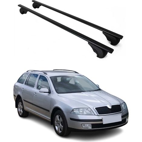 OMAC Dachträger Querträger für Skoda Octavia II Kombi 2004-2013 – Abschließbar – Max. 75 kg – 2 Stangen Stahl Schwarz (1/5)