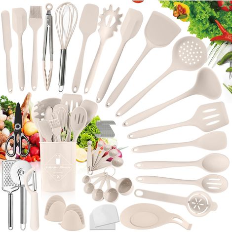 Lot de 56 ustensiles de cuisine en silicone résistant à la chaleur - Outils de cuisine antiadhésifs + 20 crochets (1/5)