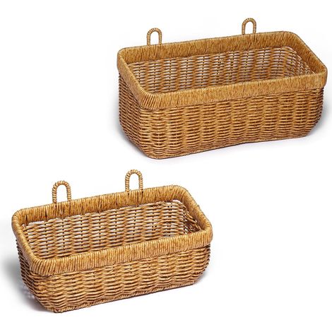 2 Pièces Porte-Fruits,Paniers De Cuisine Suspendus,Corbeilles De Rangement Tressé Ouvertes,Maison Organisation,Conteneur Décoratif Pour Stocker Des Fruits Et Des Poupées(Jaune-M/L) (1/5)