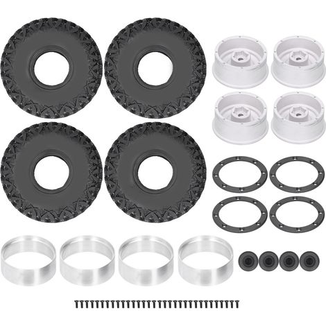 4 Jeux de Roues et Pneus de Jante 1,9 Pouces Universels pour TRX4/SCX10/90046 1/10 RC Crawler - Argent (1/5)