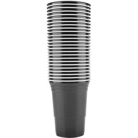 25 Gobelets, Jeu de beer pong, Plastique alimentaire, Noir, Pour fêtes et extérieur (1/5)