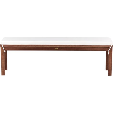 Banco de jardín rústico con cojín de madera de eucalipto 160 cm interior y exterior marrón claro/blanco crema Tuscania (1/5)