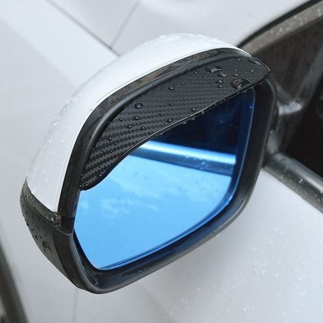 Rétroviseur Pare-Pluie Visière Sourcil Style Fibre de Carbone Imperméable Anti-Soleil Universel pour Voiture (1/3)