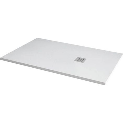 MX Minerals Ice White Slate Effect Rectangular Shower Tray 1400mm x 800mm (1/4)