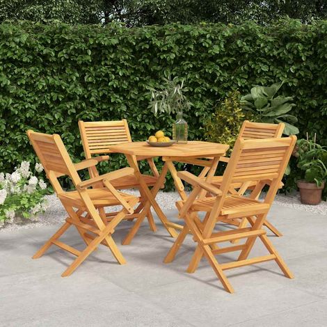 Ensemble à manger de jardin 5 pcs-Salon de jardin Bois de teck massif 916160 (1/5)