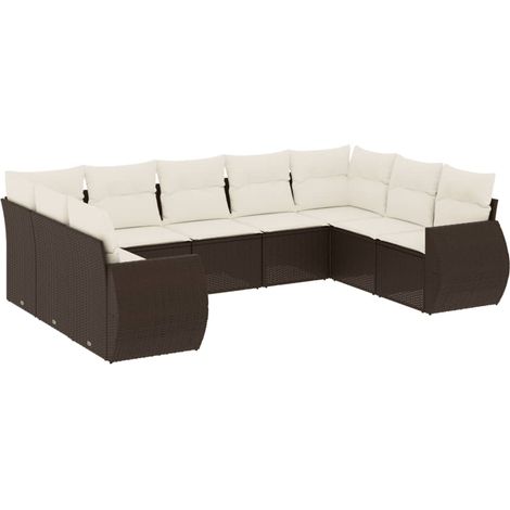 Maison Exclusive - Set de sofás de jardín 9 pzas y cojines ratán (1/5)