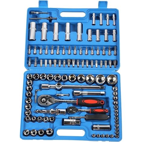 108tlg Werkzeugkoffer, Steckschlüssel- und Ratsche-Set, vielseitig (1/5)