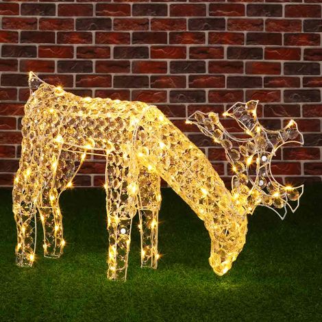 Renna Natalizia Luminosa mangia erba 3D in Acrilico 100 LED Bianco Caldo H42 cm (1/5)