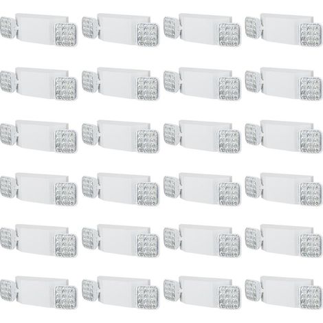 Éclairage de secours, lot de 24, luminaires de sortie de secours, 3 W, tête carrée réglable à 2 LED blanches, montage au plafond ou au mur pour pannes de courant, entreprises, bureaux, écoles (1/5)