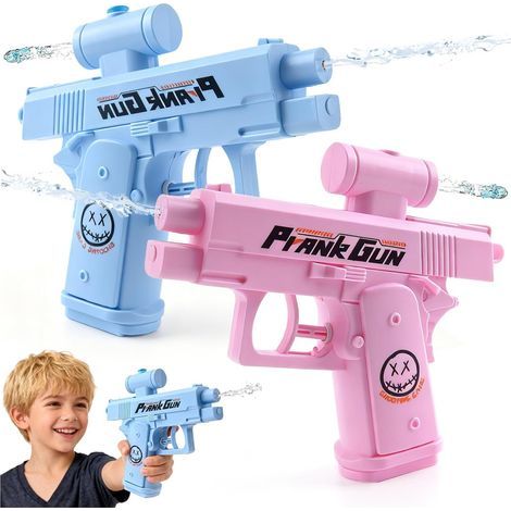 2 PièCes Pistolet à Eau Farceur Double Face Prank Gun Bi-Directionnel Bleu Et Rose Pistolets à Eau InverséS Jouet Amusant pour Piscine Plage éTé Enfants Et Adultes