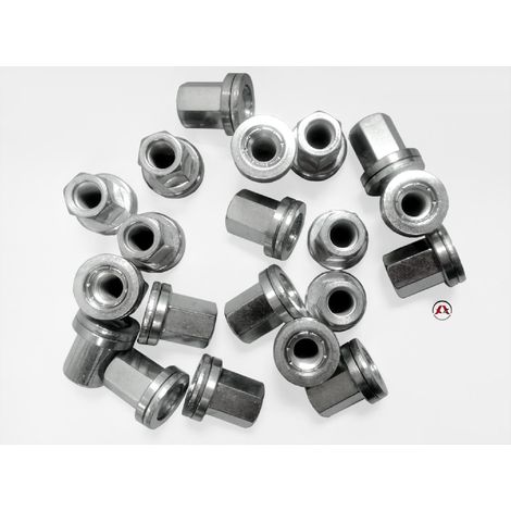 20 Ecrous Ouverts Plats - 12x125 - Cle 19 compatible avec Peugeot