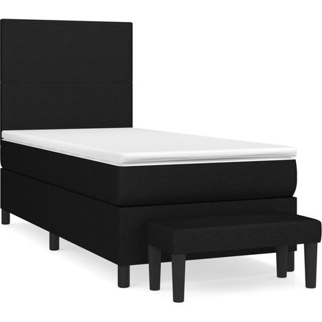 Sommier à lattes de lit avec matelas Noir 90x200 cm Tissu (1/5)