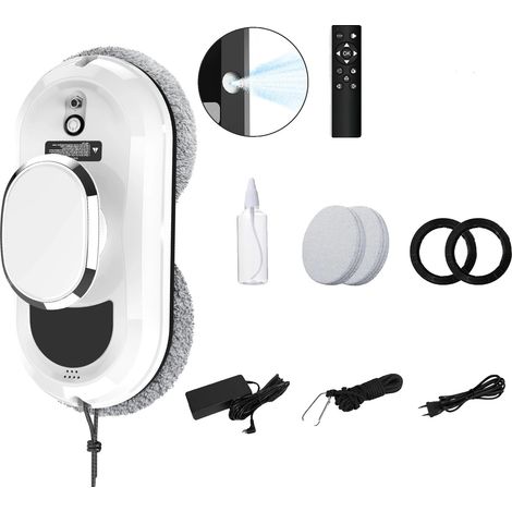 Robot de nettoyage de fenêtres, pulvérisation d'eau ultrasonique, aspiration puissante, Style C (1/2)