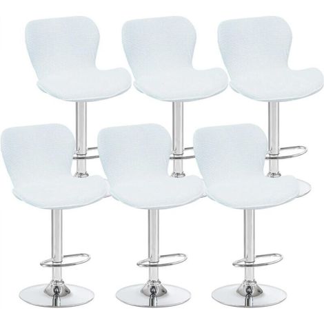 Set of 6 white curved swivel stool covers, 40 x 30 x 30 cm, low back bar chair covers, suitable for counters, bars and kitchens (1/5)