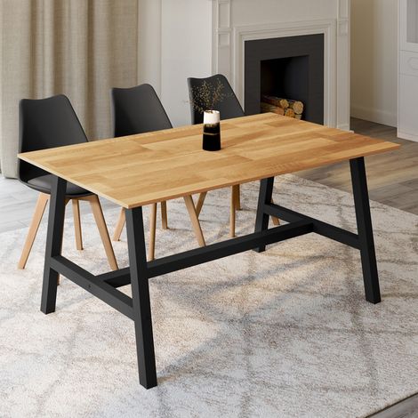 Mesa de comedor rectangular MADELEINE 6 personas madera y metal 160 cm