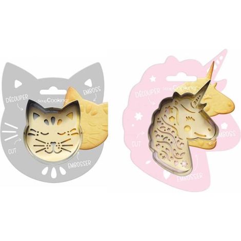 Kit pour biscuit en relief Chat + Licorne