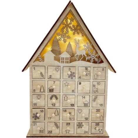 Calendrier de l'Avent lumineux 2024 Crèche pour étagère Fournitures de fête de Noël (1/4)