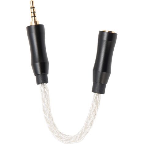 Câble audio 3.5mm vers 2.5mm femelle mâle, cœur cuivre pur, 8 brins, sans perte, adaptateur pour casque, 14 cm, argenté (1/5)