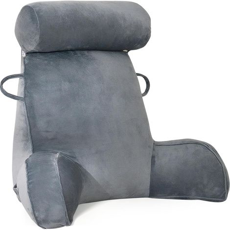 Cuscino da lettura - Cuscini da lettura in velluto per adulti, cuscino per la schiena per sedersi a letto con cuscino rotondo, cuscino per il riposo a letto con supporto per le braccia (1/5)