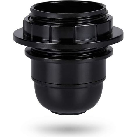Black E27 screw socket – E27 lamp holder with plastic ring – E27 incandescent lamp socket – E27 incandescent lamp socket holder for ceiling and pendant lamps – E27 incandescent lamp socket [Energy Cla