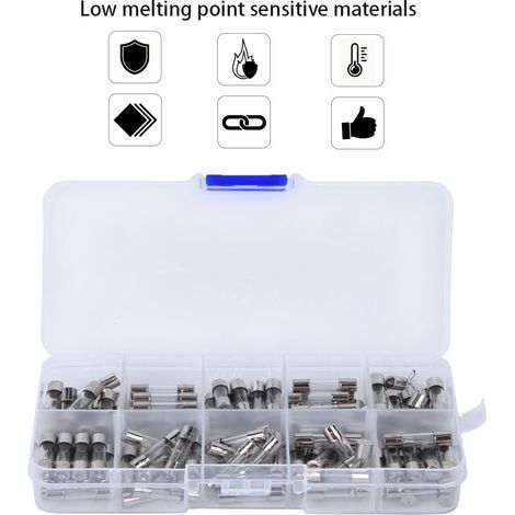 Kit 100 Fusibles en Verre 0,2A à 20A, Accessoires Industriels pour Équipements de Contrôle Électrique (1/5)