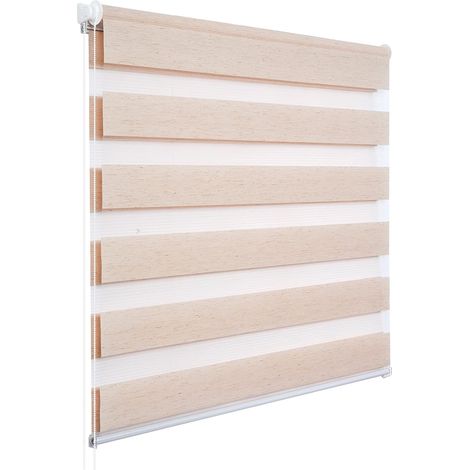 WOLTU 1 pièce Store Enrouleur Double, Fixation Rapide sans perçage, Isolant Thermique, 90x150cm, Nature VH5521nt (1/4)