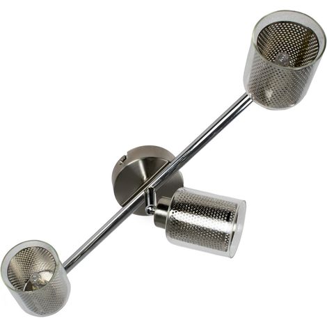 Applique Plafonnier Reglette 3 Spots orientables verre grille metal G9 33W halogene LED (1/3)