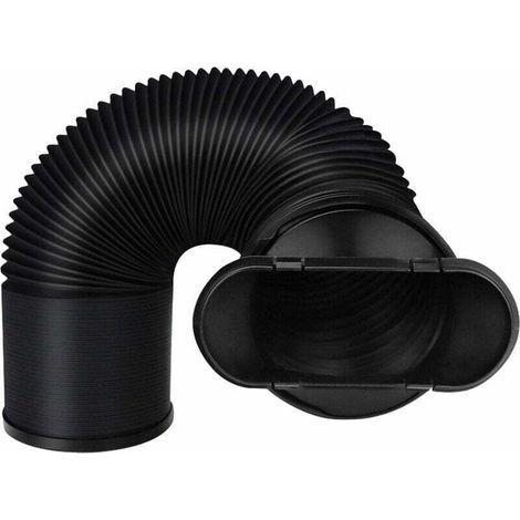 Tuyau d'échappement extensible noir pour climatiseur mobile avec raccord plat, flexible en PVC, diamètre 15 cm, longueur 22 cm à 150 cm. (1/5)