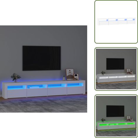 Meuble TV avec lumières LED Blanc 240x35x40 cm - Meubles Tv - Meuble Tv - Meuble Audiovisuel - Télévision Murale - Support Tv (1/5)