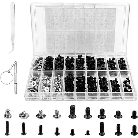 ZHIJIA PREMIUM Assortiment de 355 vis inox tete plate fraisee M2 M2.5 M3 pour ordinateur et moto (1/5)
