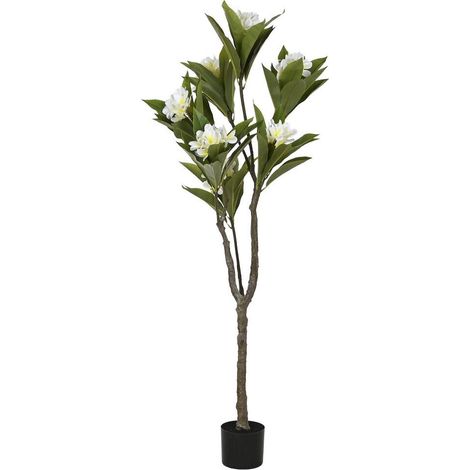 arbre tropical décoratif feuillage vert fleurs blanches réalistes - Vert feuillage et fleurs blanches (1/4)