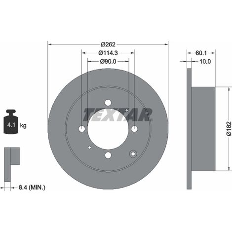 Lot de 2 Disques de frein Textar 92104000 HYUNDAI 58411M2050 58411M2050DS