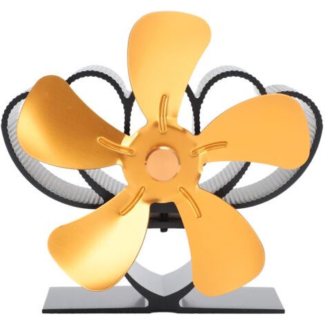 BUNTHAUS Ventilateur de poêle à chaleur en alliage d'aluminium, bois durable à faible bruit pour cheminée à bûches, or (1/5)