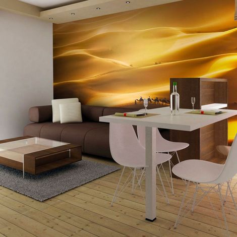 Papier peint caravane de chameaux - 250 x 193 cm (1/4)