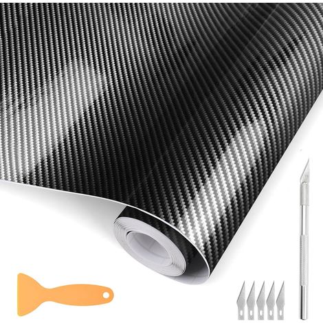 Adhésif 6D Fibre Carbone Vinyle, 30 X 300cm Fibre de Carbone Mat Autocollant, Autocollant Carbone Film avec Grattoirs pour Bricolage Intérieur Extérieur Voitures Auto et Moto (1/5)
